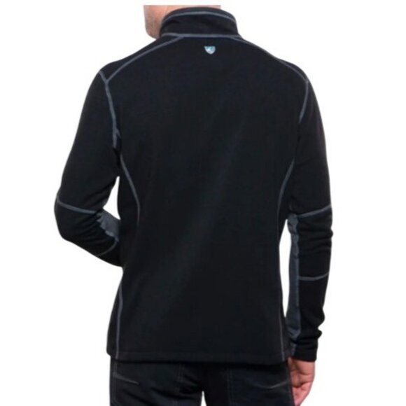 Kuhl Men's XL Revel Fleece Sweater Black Gray 1/4 Zip Pullover Outdoors Hiking - Picture 2 of 13